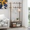 Coat Rack with Bench and Shoe Storage PE Rattan Entryway Organizer with Hooks